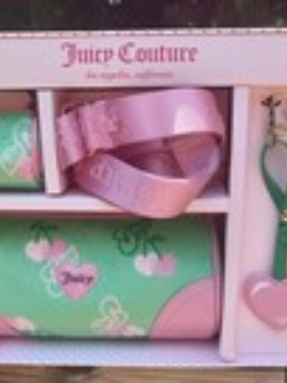 JUICY COUTURE Retro Green Heritage Cherry Barrel Bag Box Set Limited Edition NIB